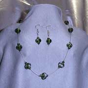 green earrings and necklace set