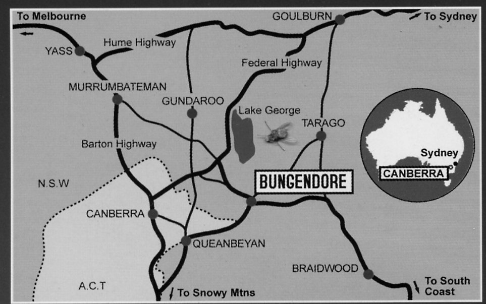 map of region and roads to Bungendore